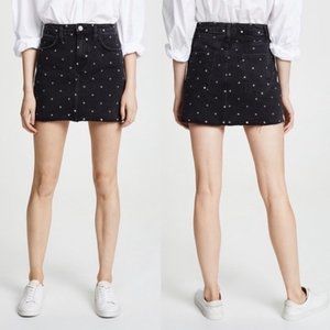 Current/Elliott 5-Pocket Denim Polka Dot Miniskirt